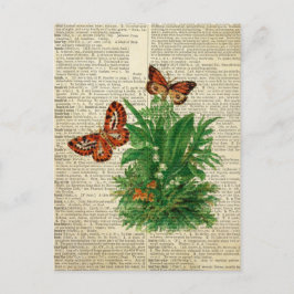 Cartão Postal Borboleta de arte floral na página do dicionário d