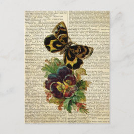 Cartão Postal Borboleta de arte floral na página do dicionário d
