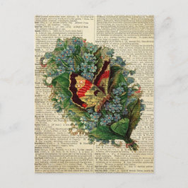 Cartão Postal Borboleta de arte floral na página do dicionário d