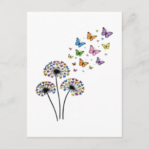 Cartão Postal Borboleta de dandelion em voo