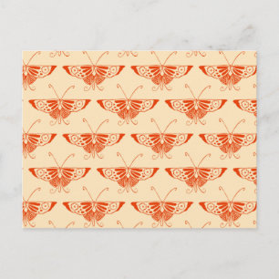 Cartão Postal Borboleta Deco Estilizada - laranja-mandarina