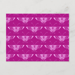 Cartão Postal Borboleta Deco estilizada - magenta e rosa