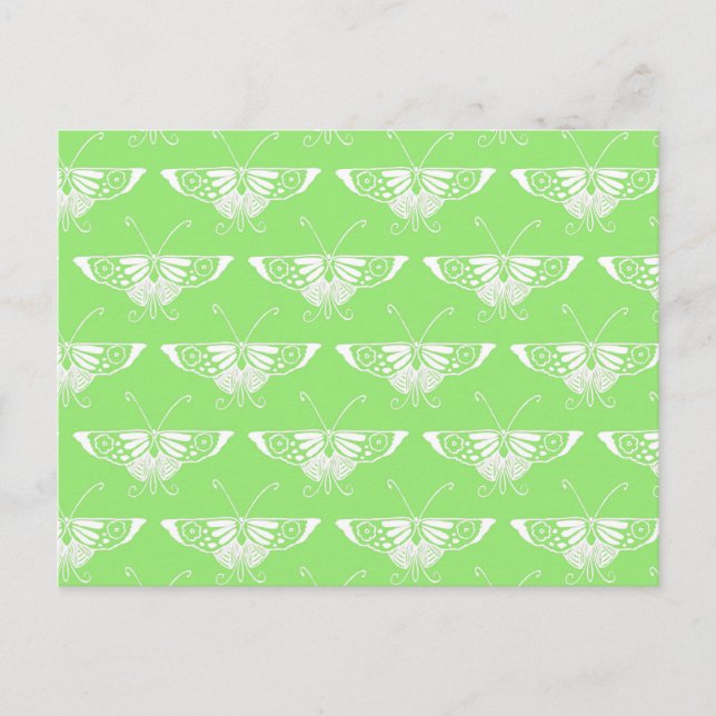 Cartão Postal Borboleta Deco estilizada - verde lima (Frente)