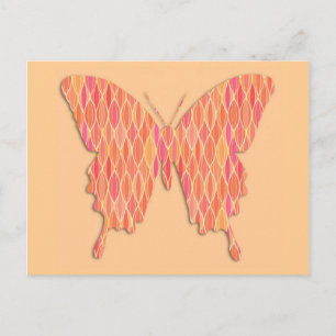Cartão Postal Borboleta em abstrato impressão - tons de laranja