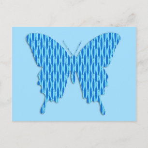 Cartão Postal Borboleta em impressão abstrata - tons de azul