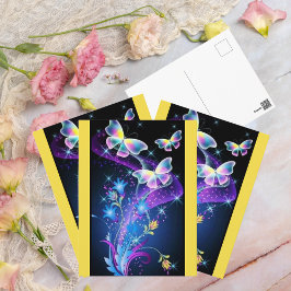 Cartão Postal Borboleta Espontada Azul-Amarelo Roxo