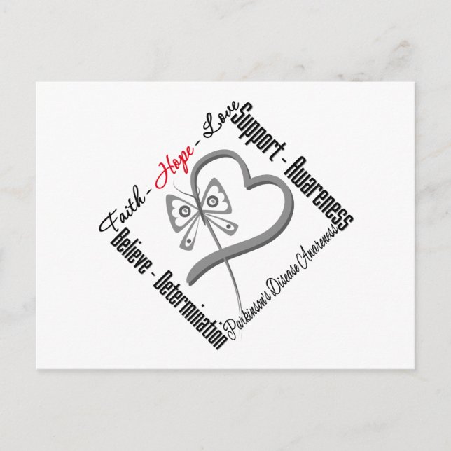 Cartão Postal Borboleta Fé Esperança Amor - Doença de Parkinson (Frente)