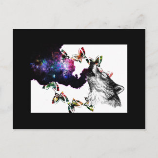 Cartão Postal Borboleta floral Smoking Wolf