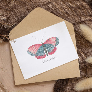 Cartão Postal Borboleta Monarca Vintage Watercolor