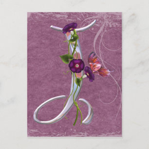 Cartão Postal Borboleta precioso Inicial J