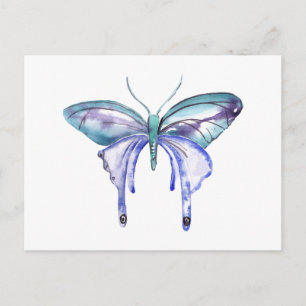 Cartão Postal borboleta púrpura azul aqua aqua