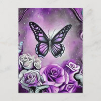 Borboleta Roxa & Rosas