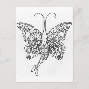 Cartão Postal Borboleta Steampunk