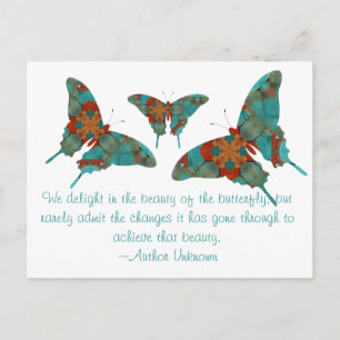 Cartão Postal Borboleta Turquesa Com Dizendo