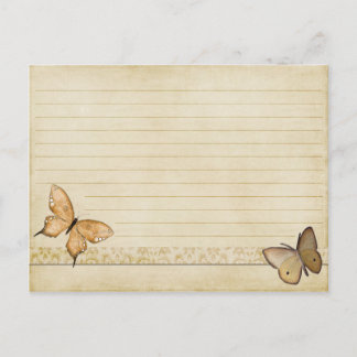 Cartão Postal Borboleta Vintage Cream Borboleta de Receita de Ca