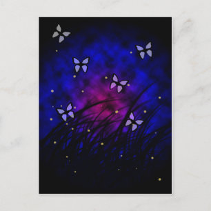 Cartão Postal Borboletas à noite