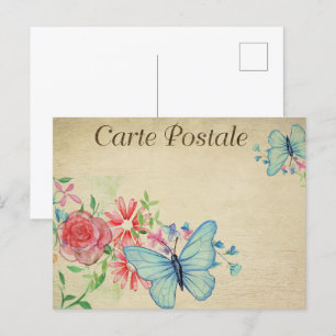 Cartão Postal Borboletas Azuis Claras