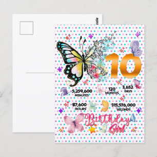 Cartão Postal Borboletas com Dígitos Duplos 10 Anos Borboletas