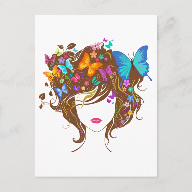 Cartão Postal Borboletas e flores (Frente)