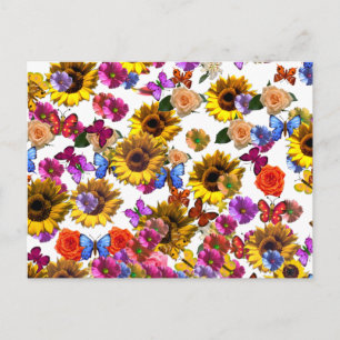 Cartão Postal Borboletas e flores - Gráfico de cobertura do Chei