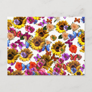 Cartão Postal Borboletas e flores - Gráfico de cobertura do Chei