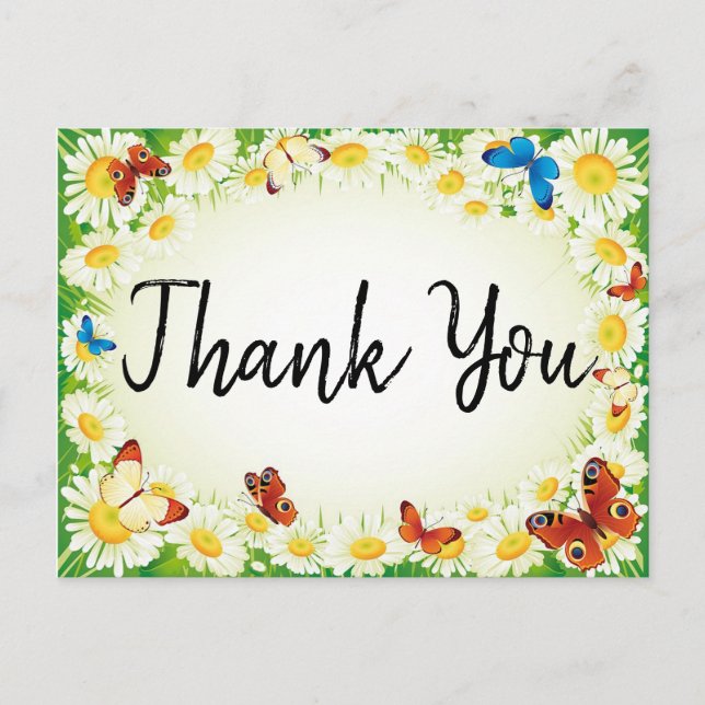 Cartão Postal Borboletas e Margaridas (Frente)