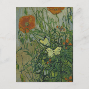 Cartão Postal Borboletas e Papoulas por Vincent van Gogh