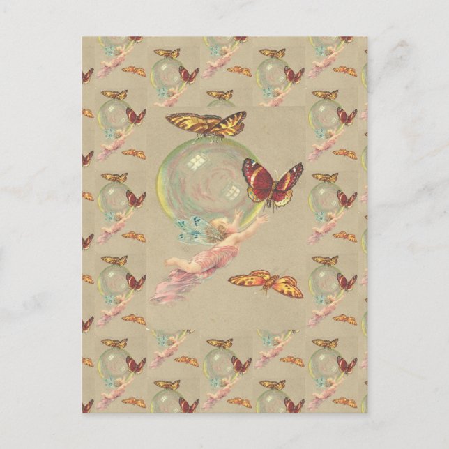 Cartão Postal Borboletas e um Anjo (Frente)