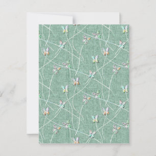 Cartão Postal Borboletas em Verde-Menta em Aquarela