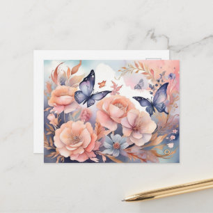 Cartão Postal Borboletas Florais Whimsic Design