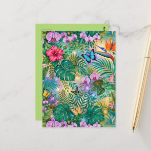 Cartão Postal Borboletas Flores Fantasia da Selva Alegre