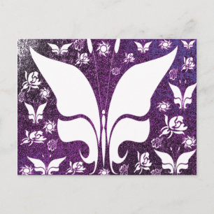 Cartão Postal Borboletas Roxas Florais