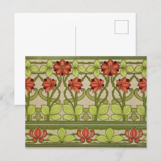 Cartão Postal Borda Amiga Floral no Estilo Art Nouveau