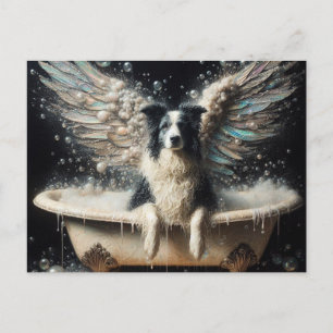 Cartão Postal Borda Collie Angel no Banheiro