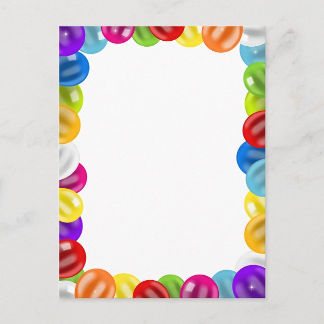 Cartão Postal Borda Colorida de Balão de Aniversário Fofa (Frente)