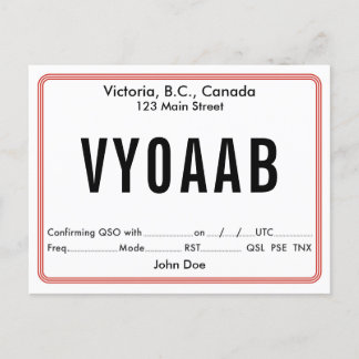 Cartão Postal Borda Retroativa da Placa QSL