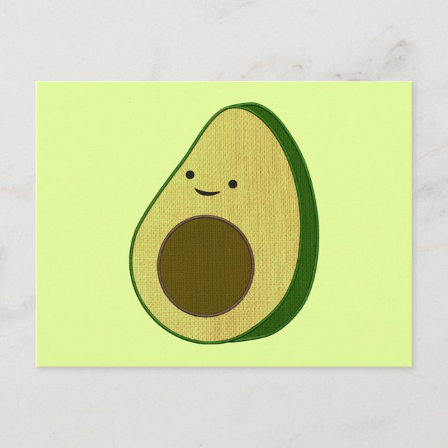 Cartão Postal Bordado Simulado de Desenho Avocado Bonito (Frente)