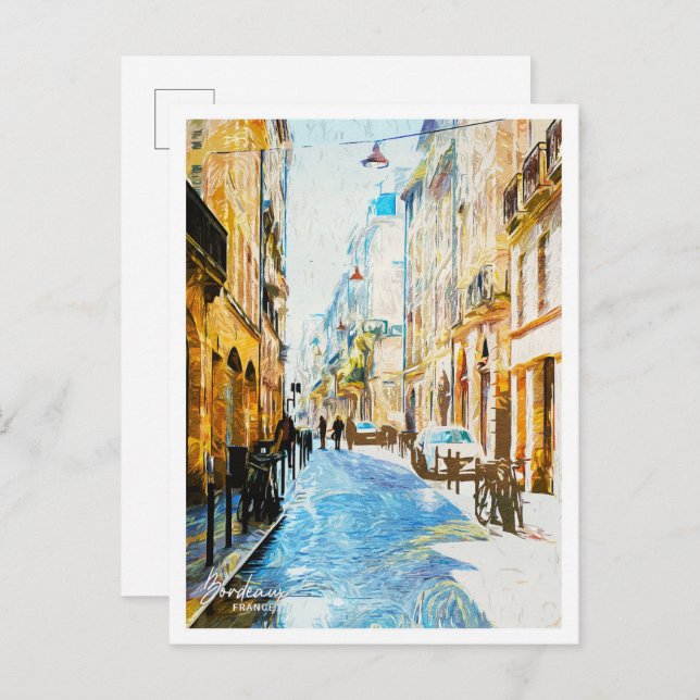Cartão Postal Bordeaux França Oil Paint Landscape (Frente/Verso)