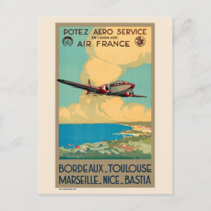 Cartão Postal Bordeaux Toulouse Marselha Poster vintage 1935