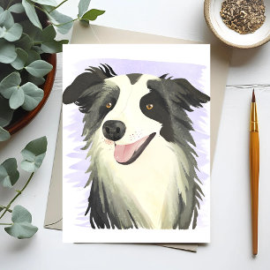 Cartão Postal Border Collie   Cachorro Lindo Pet Watercolor