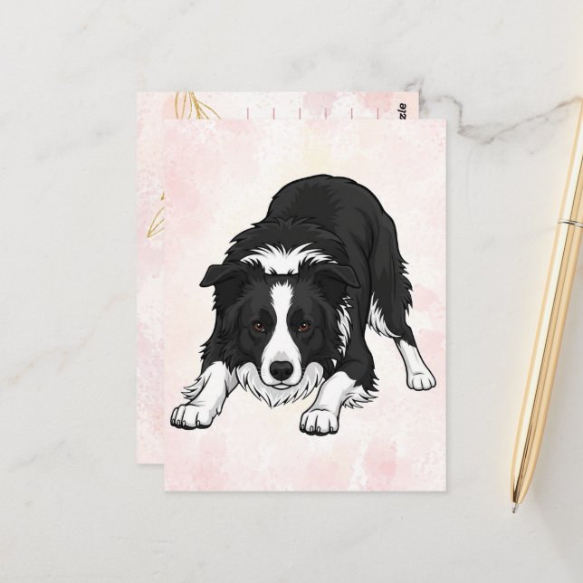 Cartão Postal Border Collie Dog Greeting Card (Frente/Verso In Situ)