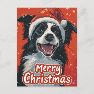 Cartão Postal Border Collie Feliz Natal