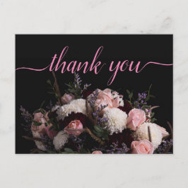 Cartão Postal Bordô vintage escuro Floral Obrigada