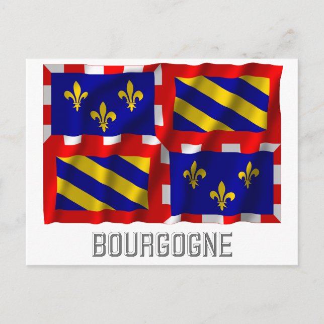 Cartão Postal Borgonha acenando bandeira com nome (Frente)
