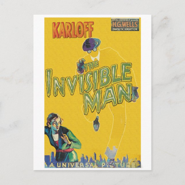 Cartão Postal Boris Karloff como o homem invisível (Frente)