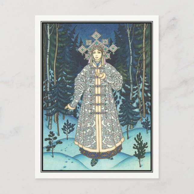 Cartão Postal Boris Zvorykin - A donzela da neve (Frente)