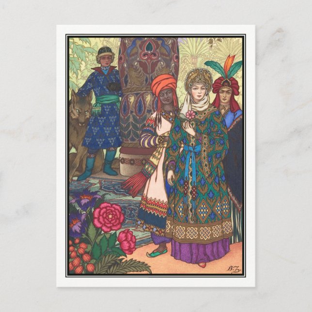 Cartão Postal Boris Zvorykin - O Pássaro de Fogo (Frente)