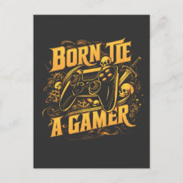 Cartão Postal Born To Be A Gamer Skull Controller Art