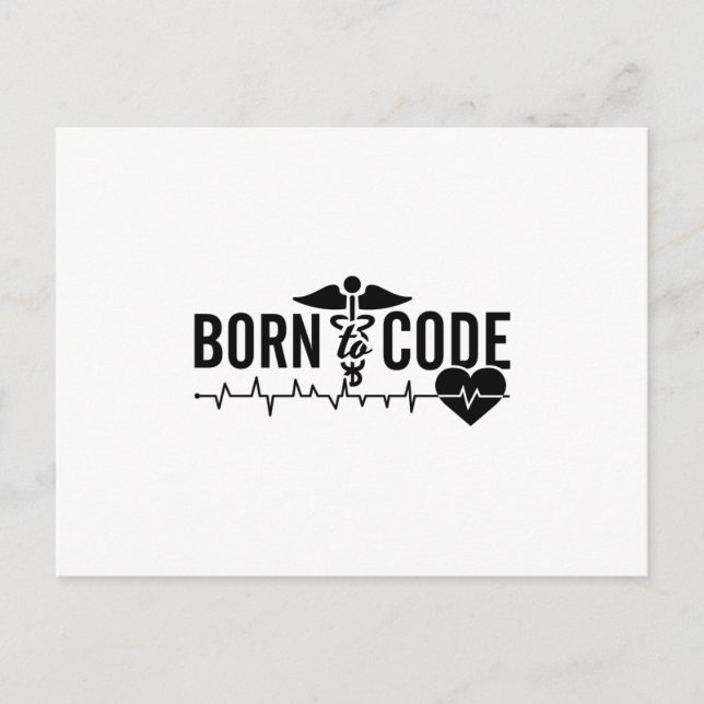 Cartão Postal Born To Code Medical Coder Programmer ICD Coding (Frente)