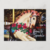 Born to Sparkle Carousel Horse Photo Calligraphy